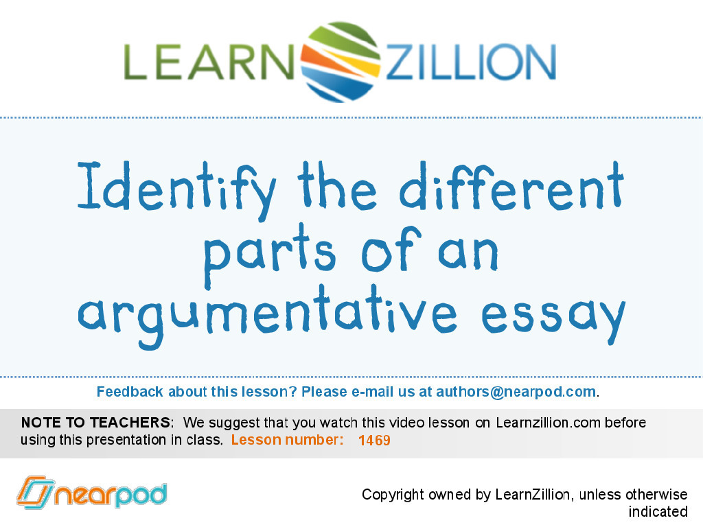 Distinct parts of an argumentative essay