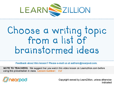 Brainstorm narrative writing topics