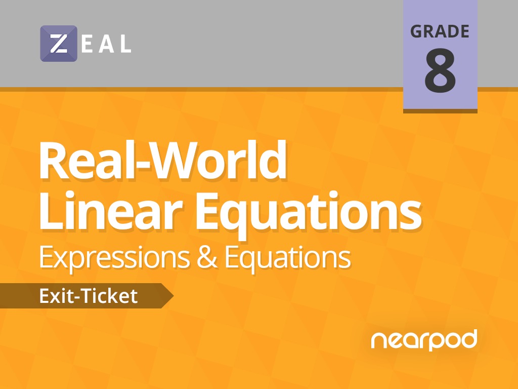 Real World Linear Equations Real World Linear Equations