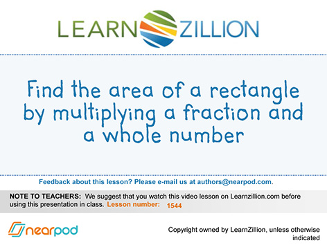 Find the area of a rectangle with fractional side