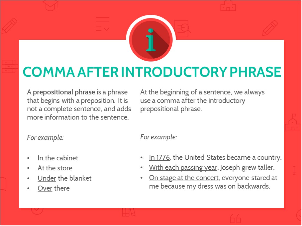 Starting A Sentence With A Prepositional Phrase Comma