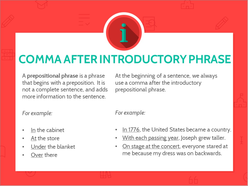 Starting A Sentence With A Prepositional Phrase Comma